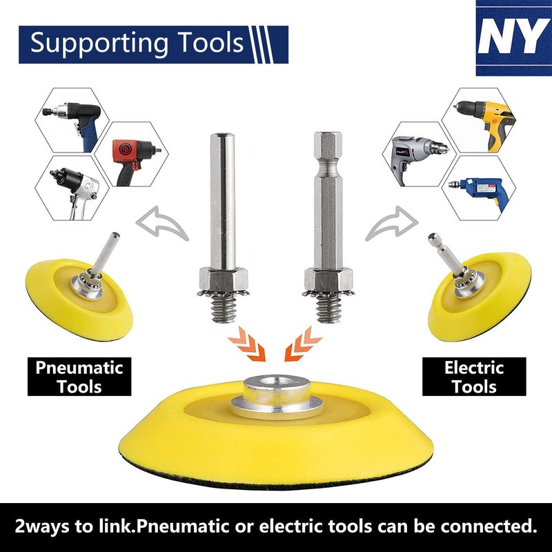 NYXCL 170Pack 3/2inch Sanding Discs Kit with 2 & 3" Backer Pads, Sanding Sponge for Drill Sanding Attachment Die Grinder Rotary Tools with 1/8" 1/4" Shanks Sanding Pads P80-3000 - Image 4